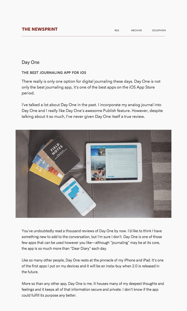 Screenshot of The Newsprint