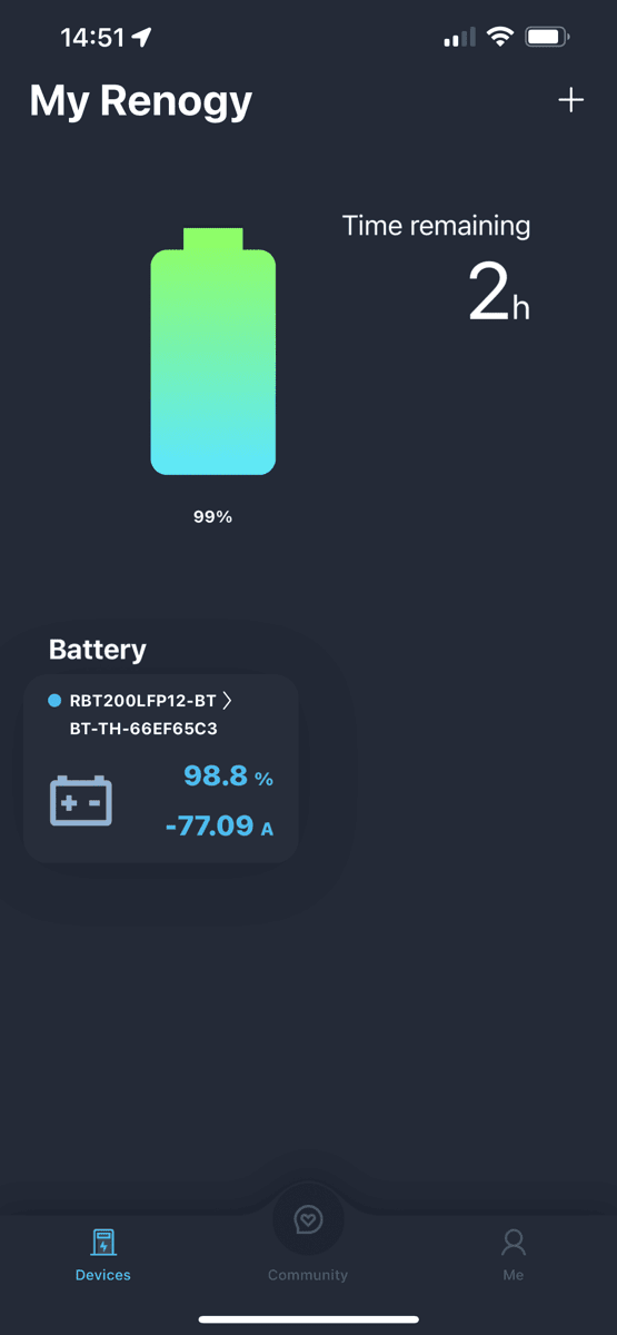 Screenshot of Renogy app